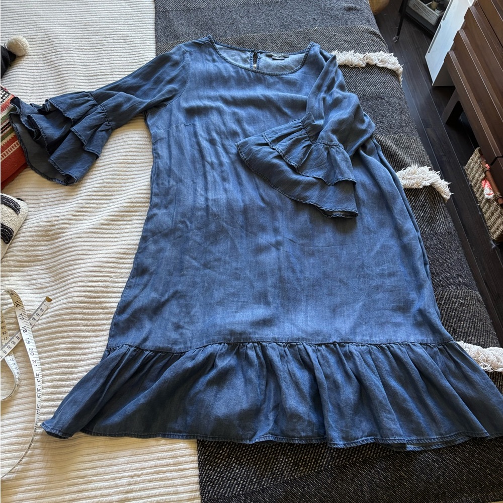 Blue Ruffle Sleeve Dress